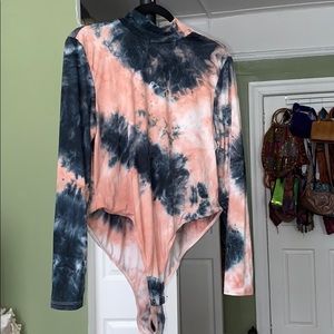Tie dye turtleneck bodysuit